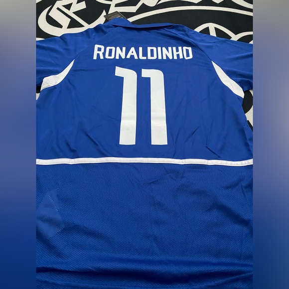 Nike Retro Vintage Soccer away Kit Jersey Brazil World Cup 2002 Ronaldinho #11 - Picture 5 of 5